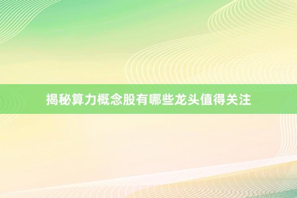 揭秘算力概念股有哪些龙头值得关注