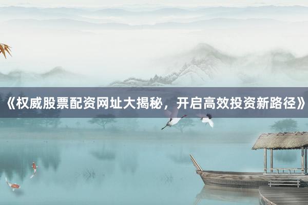 《权威股票配资网址大揭秘，开启高效投资新路径》