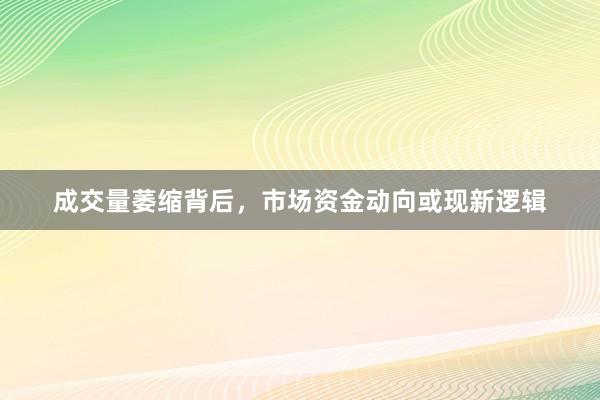 成交量萎缩背后，市场资金动向或现新逻辑