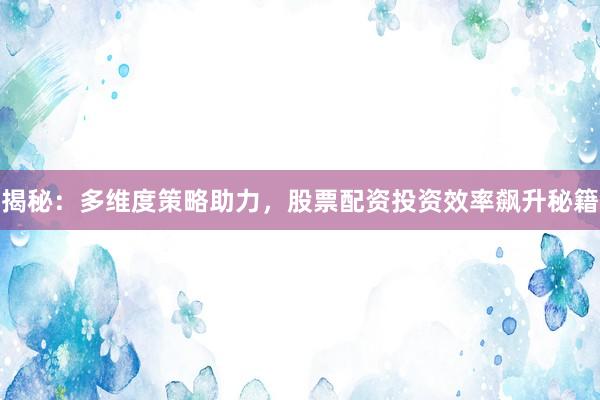 揭秘：多维度策略助力，股票配资投资效率飙升秘籍